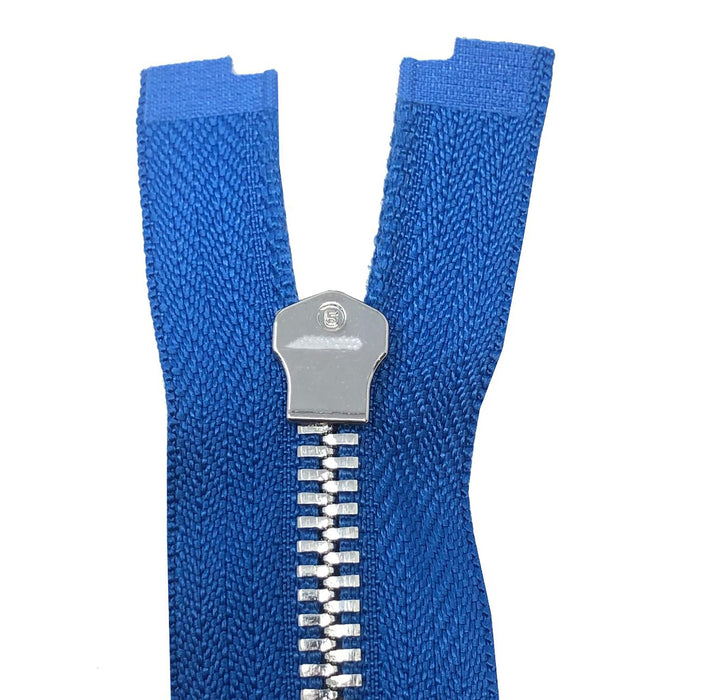 Glossy 5MM One-Way Non-Separating Closed Bottom Zipper, Royal/Nickel |7 Inch Length