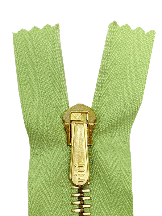 Riri Pocket Zipper 6 Inches 6MM Light Green/Brass Closed Bottom