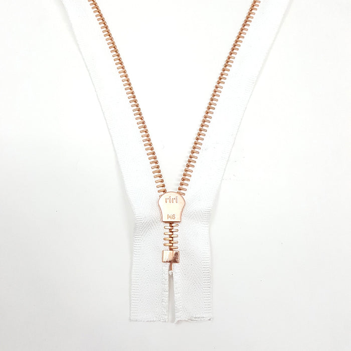Riri 6MM Closed Bottom Zipper with KTA Pull, White/Copper