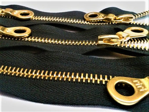 Black Riri Gold Plated Jacket Zipper 6MM Two Way SEPARATING 27.5 Inches - ZipUpZipper