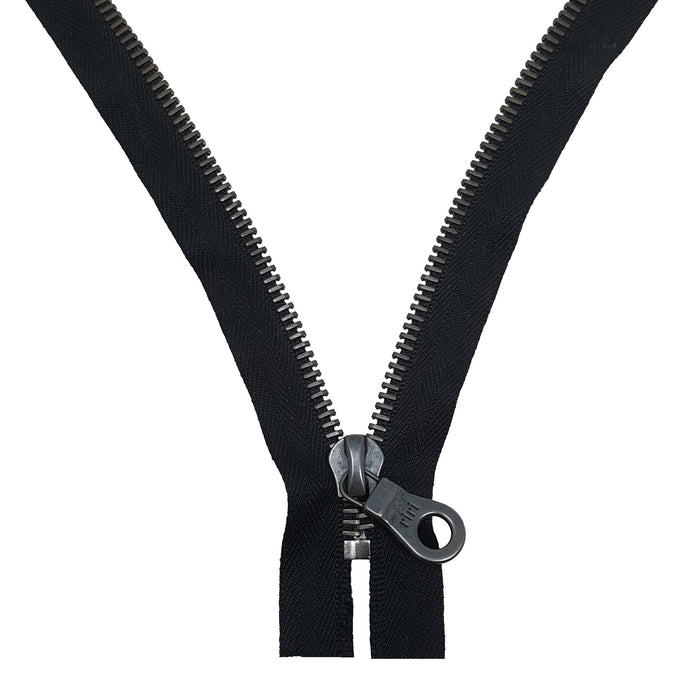 Riri 8MM Closed Bottom Zipper with Golf pull, Black/Antique Brass