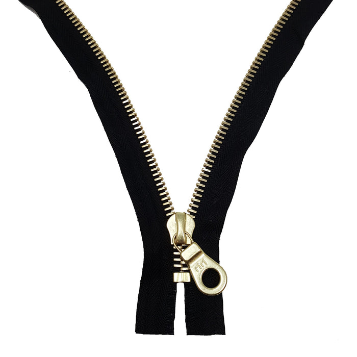 Riri 6MM Closed Bottom Zipper with KTA Pull, Black/Brass