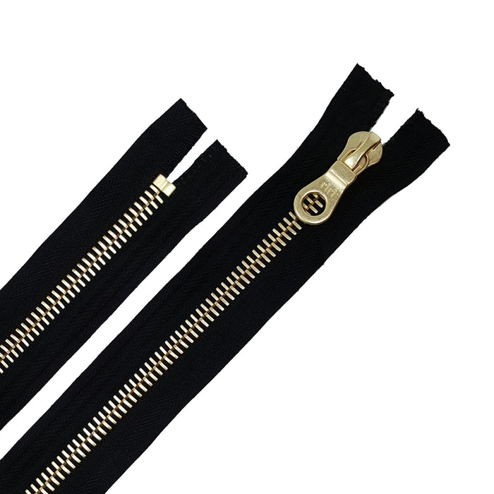 Riri 8MM Closed Bottom Zipper with KTA Pull, Black/Brass