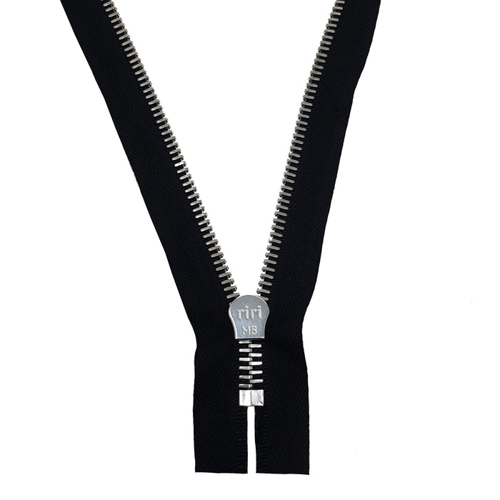 Riri 8MM Closed Bottom Zipper with KTA Pull, Black/Nickel