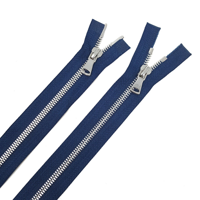 Glossy 5MM Two-Way Separating Open Bottom Zipper, Navy/Nickel | 36 Inch Length