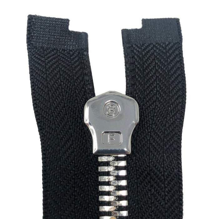 Glossy 5MM or 8MM One-Way Non-Separating Closed Bottom Zipper, Black/Nickel | 7 Inch Length