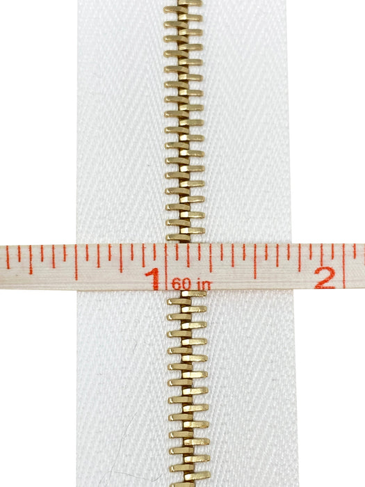 riri 6MM Teeth One-Way Separating Open Bottom Zipper with KTA Pull, White-black-Gold teath to 27.5 Inch