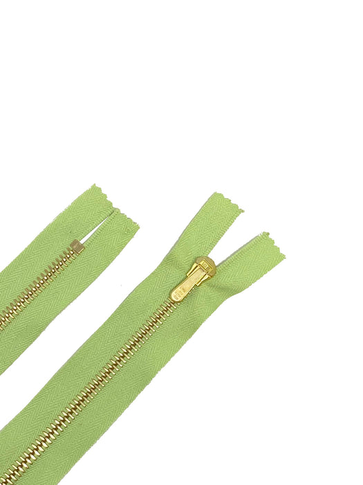 Riri Pocket Zipper 6 Inches 6MM Light Green/Brass Closed Bottom