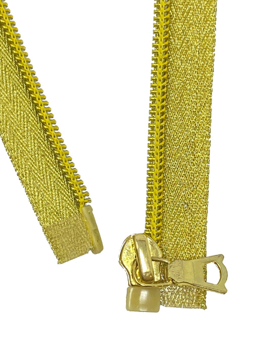 Metallic Gold 5MM Jacket Coil Zippers 22, 24, 26 inches Open Bottom