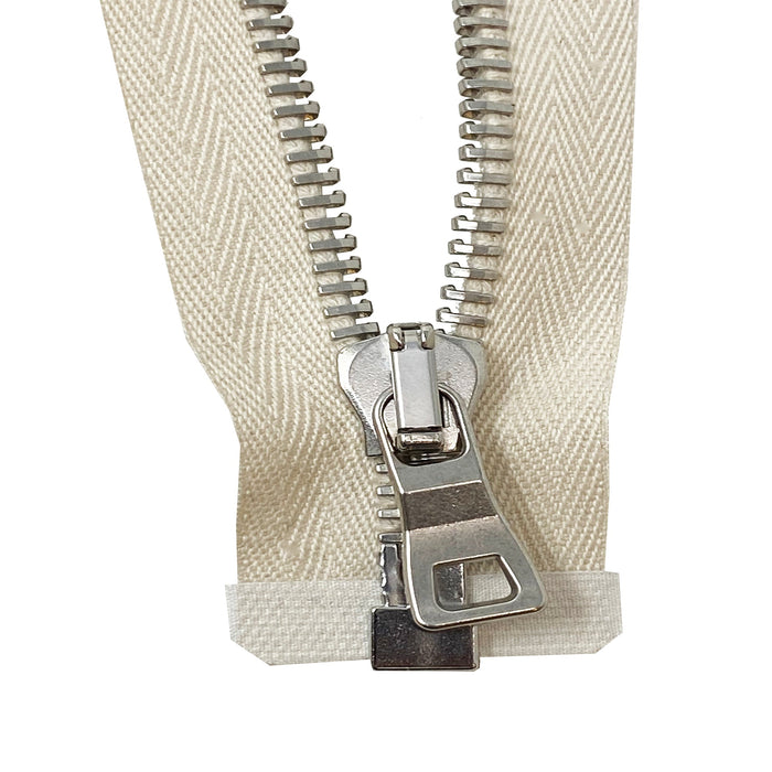 Lampo PFD White Cotton Tape Nickel Teeth T8 Jacket Separating Zipper -Choose Length-