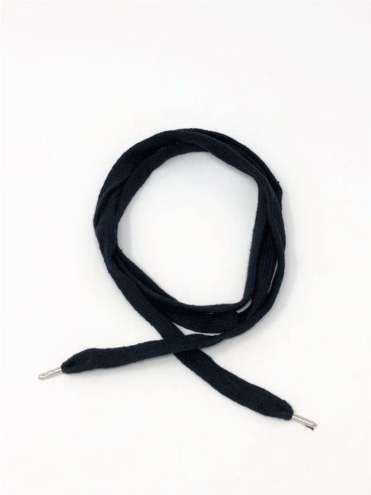 Wholesale Black Flat Cotton Drawstring Cord Silver Round Metal Tip - ZipUpZipper