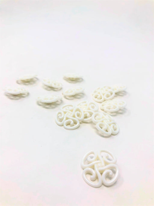 White Plastic Floral Shank Button 1 inch - ZipUpZipper