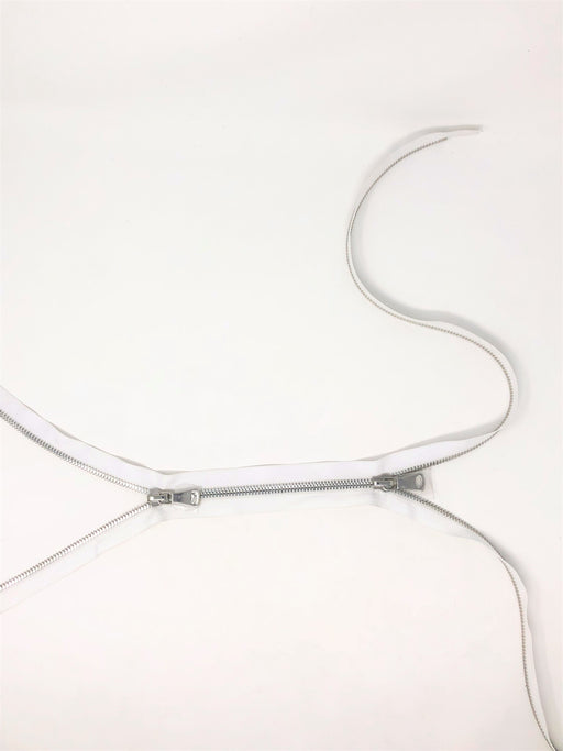 Wholesale White Glossy Silver Two-Way Separating Zipper in 5MM or 8MM Open Bottom - Choose Length - - ZipUpZipper