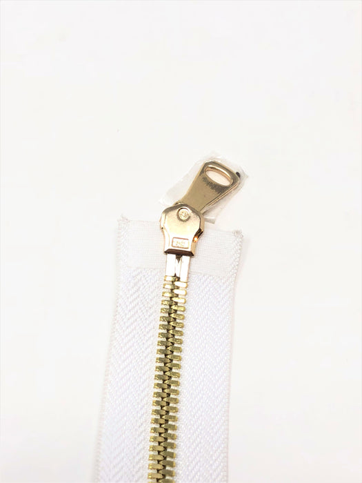 Wholesale White Glossy Brass Two-Way Separating Zipper in 5MM or 8MM Open Bottom - Choose Length - - ZipUpZipper