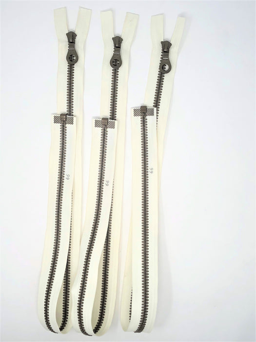 Off White Riri Zipper Plastic Molded Brown Teeth 3 in 25 Inches Open Bottom Separating - ZipUpZipper