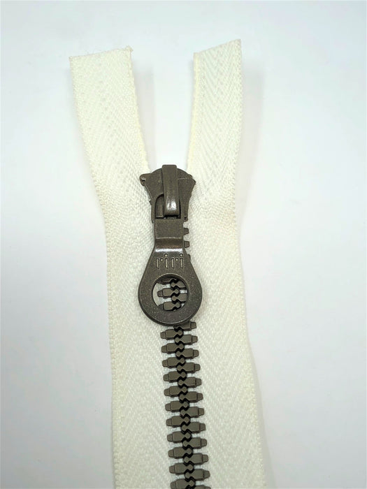 Off White Riri Zipper Plastic Molded Brown Teeth 3 in 25 Inches Open Bottom Separating - ZipUpZipper