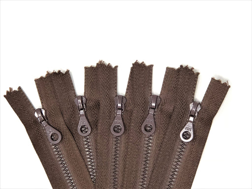 Brown Riri Pocket Zipper D4 Plastic Molded 6 OR 7 Inches Closed Bottom Non-Separating - ZipUpZipper