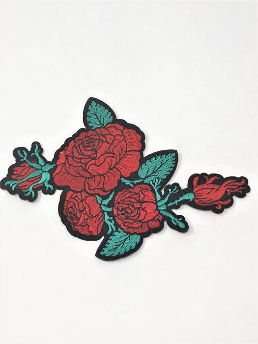 Red Rose Bunch Iron On 9" Wide - ZipUpZipper