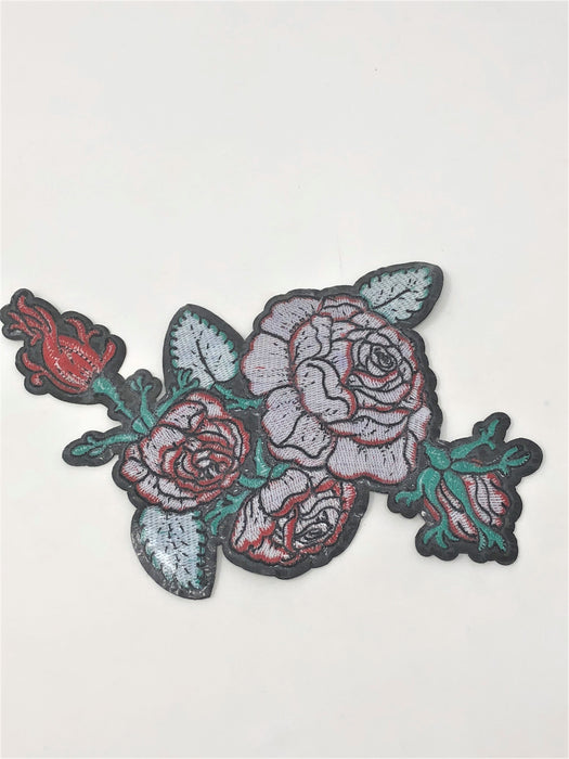 Red Rose Bunch Iron On 9" Wide - ZipUpZipper