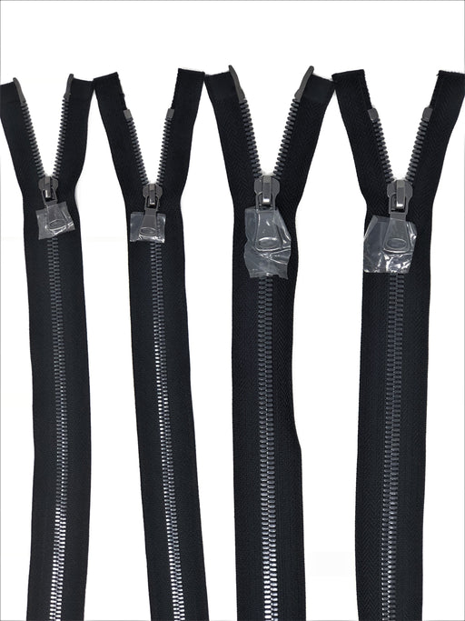 Wholesale Black Glossy Gun Metal Two-Way Separating Zipper in 5MM or 8MM Open Bottom - Choose Length - - ZipUpZipper