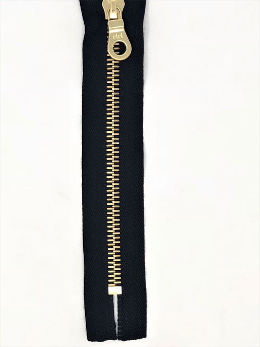 Riri Zipper 6mm One Way White, Black Or Brown Tape - Silver Black  or Gold Teeth 15-25 inches