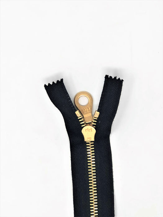 Riri 8MM Closed Bottom Zipper made to any length in black-dye able white