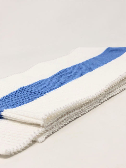 Wholesale Rib Knit Fabric Cotton White with Baby Blue Stripe - ZipUpZipper