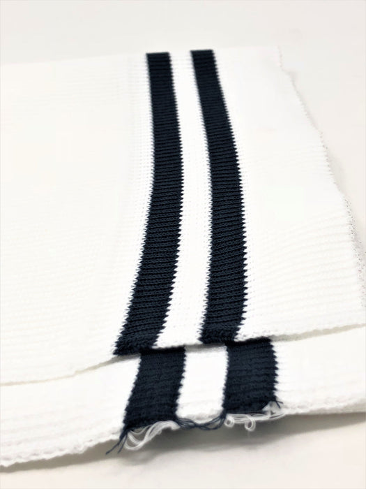 Wholesale Rib Knit Fabric Cotton White / Navy Stripes - ZipUpZipper