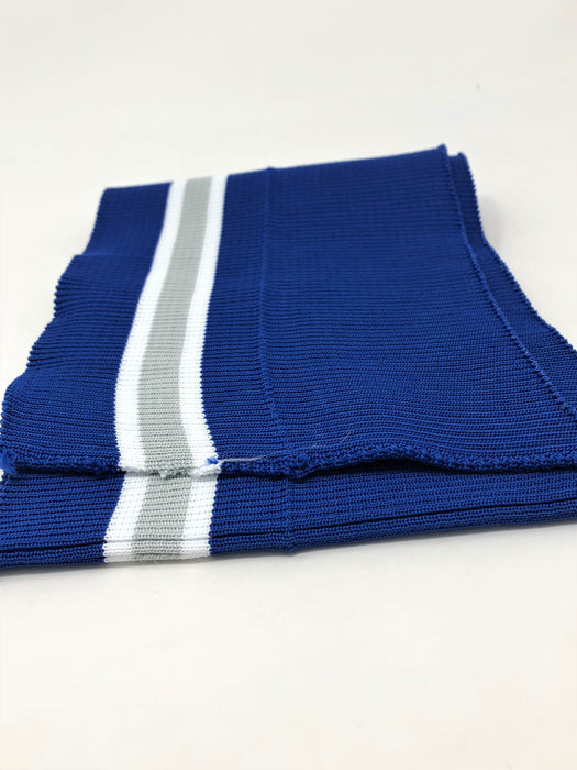 Wholesale Rib Knit Fabric Polyester Royal Blue /White Grey Stripes - ZipUpZipper