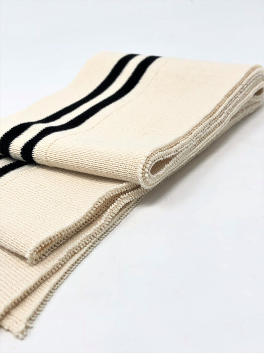 Wholesale Rib Knit Fabric Cotton Beige / Black Stripes - ZipUpZipper