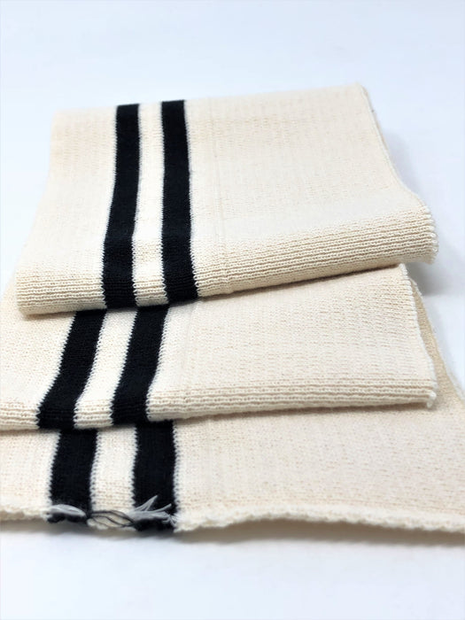 Wholesale Rib Knit Fabric Cotton Beige / Black Stripes - ZipUpZipper