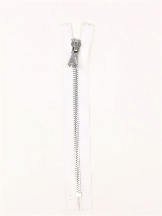 Wholesale White Glossy Pocket Zipper Silver Teeth 5MM or 8MM in 7 inches Closed Non Separating - ZipUpZipper