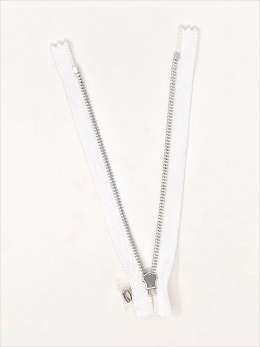 Wholesale White Glossy Pocket Zipper Silver Teeth 5MM or 8MM in 7 inches Closed Non Separating - ZipUpZipper