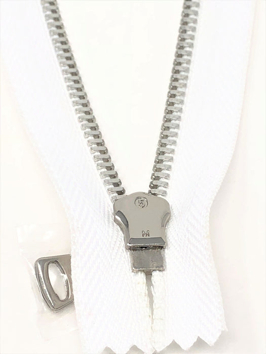 Wholesale White Glossy Pocket Zipper Silver Teeth 5MM or 8MM in 7 inches Closed Non Separating - ZipUpZipper