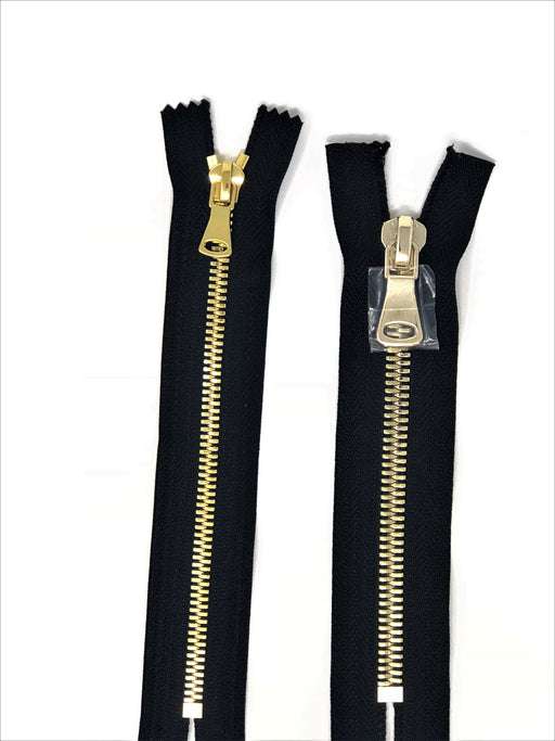 Black Glossy Pocket Zipper Brass Teeth 5MM or 8MM in 7 inches Closed Non Separating - ZipUpZipper