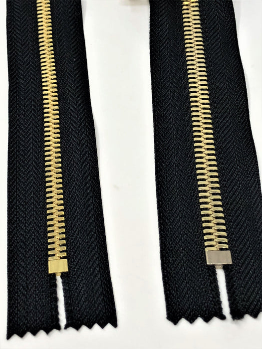 Black Glossy Pocket Zipper Brass Teeth 5MM or 8MM in 7 inches Closed Non Separating - ZipUpZipper