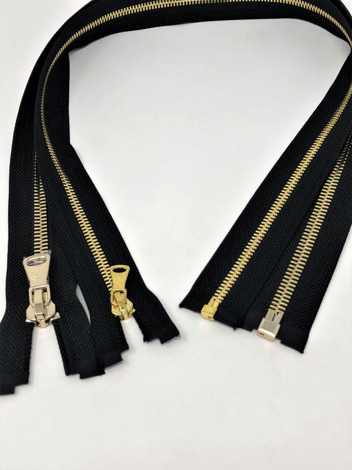 Wholesale Black Glossy One-Way Jacket Zipper 5MM OR 8MM Brass Teeth Separating - Choose Length - - ZipUpZipper