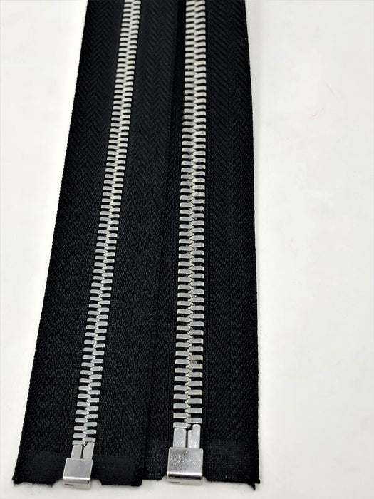 Wholesale Black Glossy One-Way Jacket Zipper 5MM OR 8MM Silver Teeth Separating - Choose Length - - ZipUpZipper