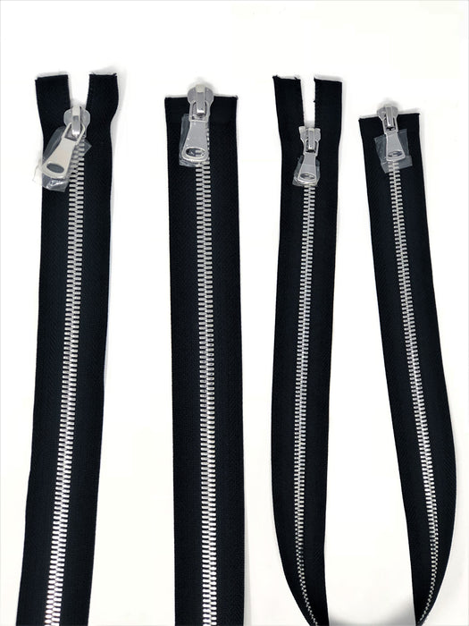 Wholesale Black Glossy Silver Two-Way Separating Zipper in 5MM or 8MM Open Bottom - Choose Length - - ZipUpZipper