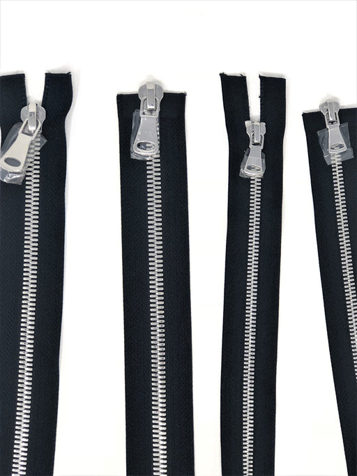 Wholesale Black Glossy Silver Two-Way Separating Zipper in 5MM or 8MM Open Bottom - Choose Length - - ZipUpZipper