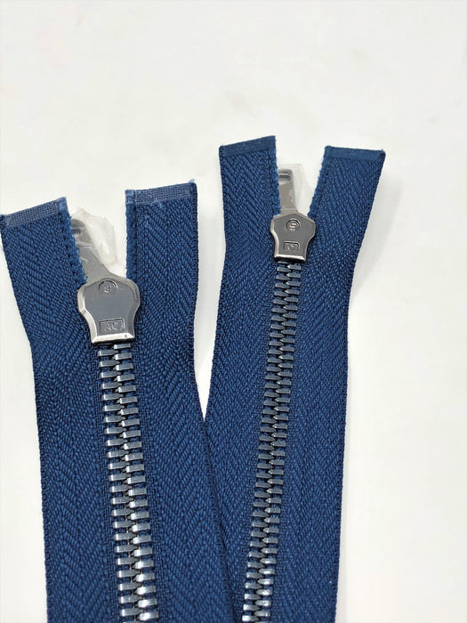 Wholesale Navy Glossy Zipper 5MM OR 8MM Gun Metal Teeth - Choose Length - - ZipUpZipper