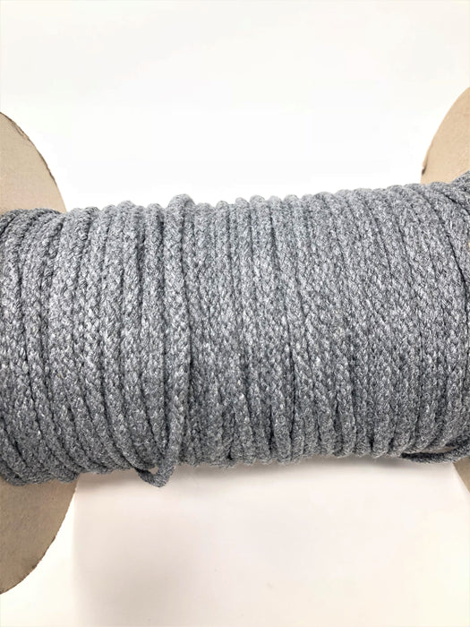 Soft Grey Round Drawstring Cord By Yard 1/2" - ZipUpZipper