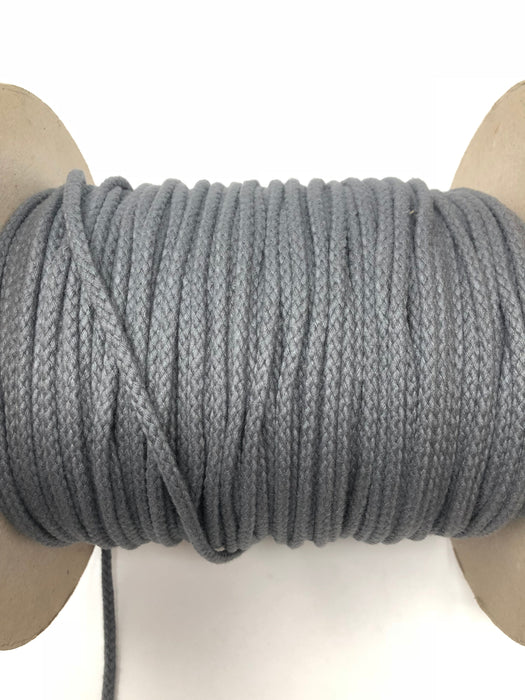 Dark Grey Round Cotton Drawstring Cord By Yard 1/2" - ZipUpZipper