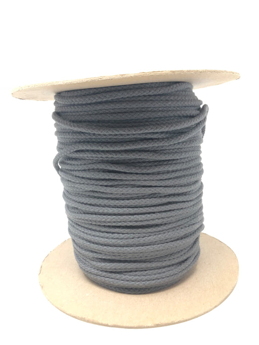 Dark Grey Round Cotton Drawstring Cord By Yard 1/2" - ZipUpZipper