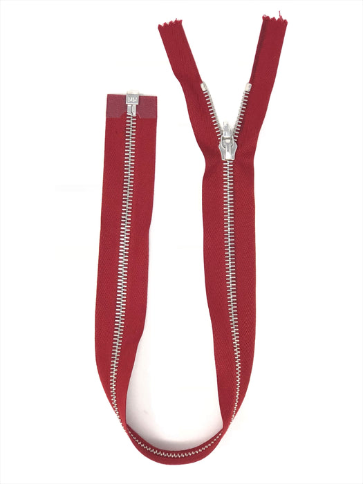 Red Riri Zipper Nickel 6MM Teeth 19 inches Separating, Open Bottom for Jackets, Coats, Sportswear, Outerwear, and More - ZipUpZipper