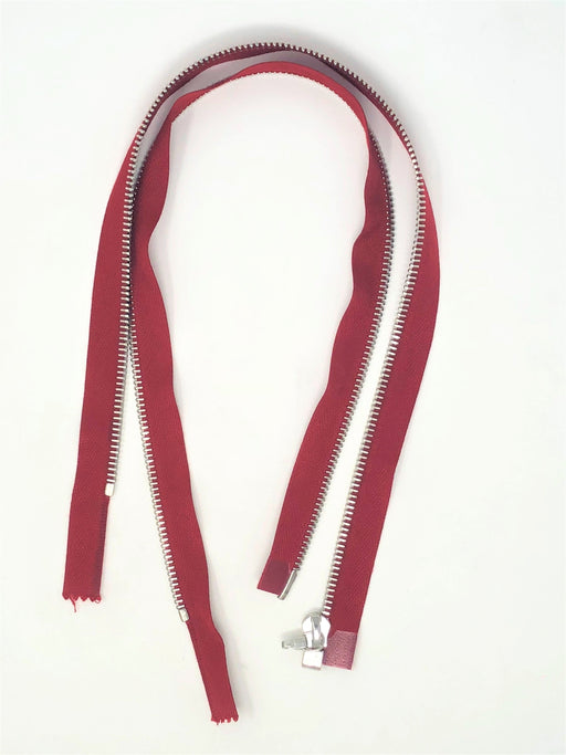 Red Riri Zipper Nickel 6MM Teeth 19 inches Separating, Open Bottom for Jackets, Coats, Sportswear, Outerwear, and More - ZipUpZipper