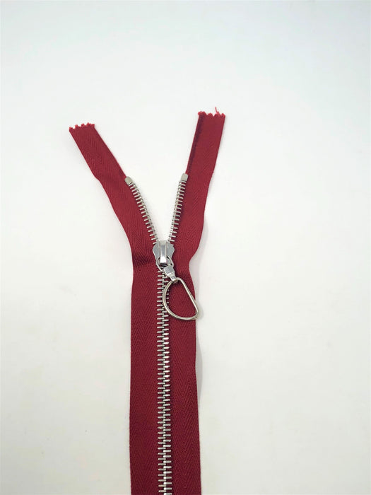 Red Riri Zipper Nickel 6MM Teeth 19 inches Separating, Open Bottom for Jackets, Coats, Sportswear, Outerwear, and More - ZipUpZipper