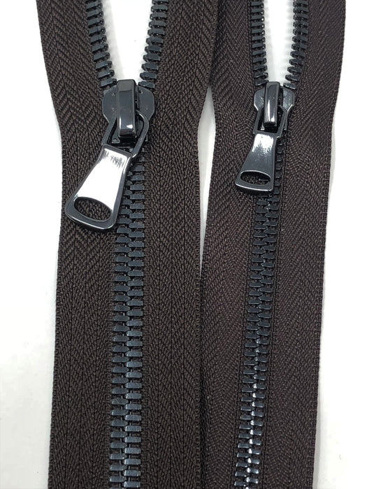 Brown Glossy Two-Way Backpack or Luggage Zipper 5MM or 8MM Gun Metal Teeth Closed - ZipUpZipper