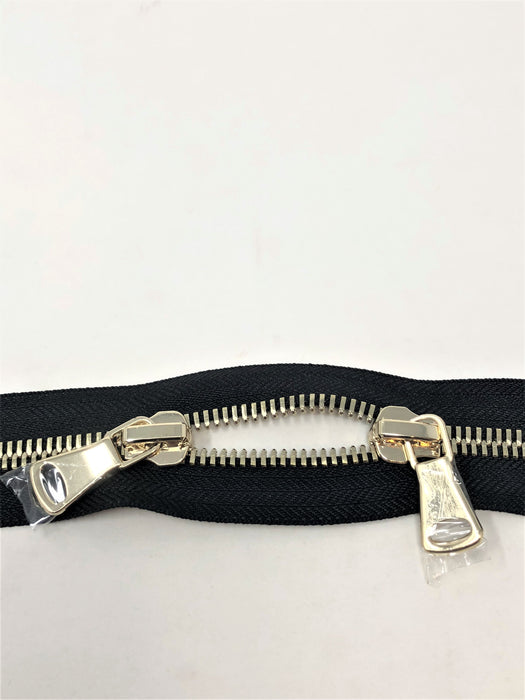 Black Glossy Two-Way Backpack or Luggage Zipper 8MM Brass Closed