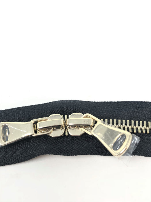 Black Glossy Two-Way Backpack or Luggage Zipper 8MM Brass Closed